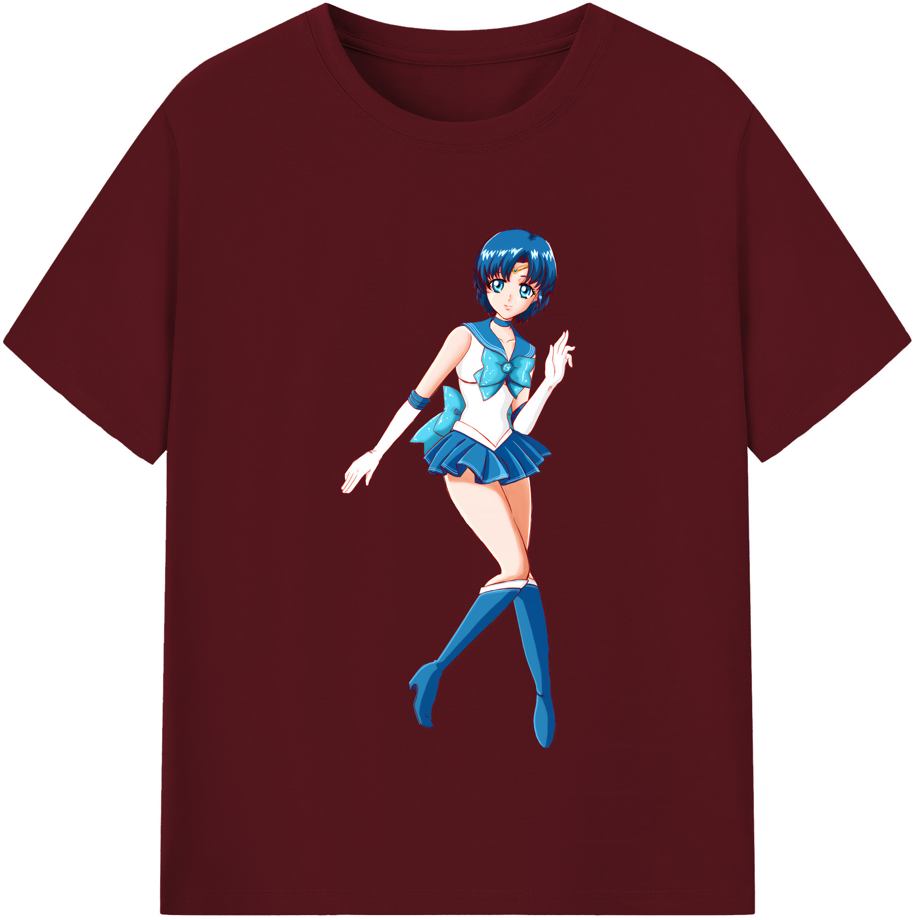 （画像用） 美少女戦士セーラームーン 水野 亜美 みずの あみ Sailor Moon Mizuno Ami 綿100％半袖Tシャツ（フロントプリント）